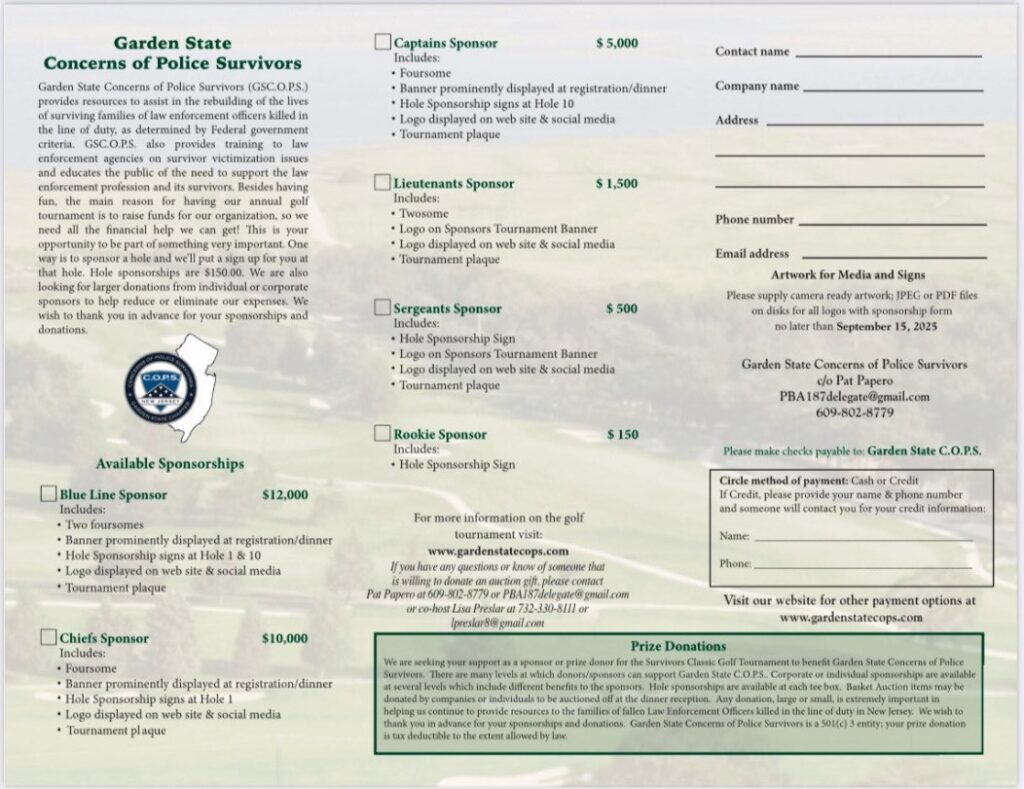 2025 Survivors Golf Classic Back Page